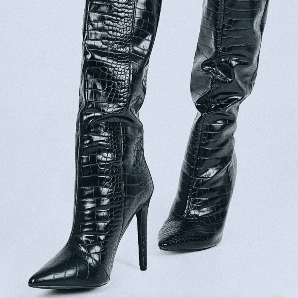 Princess Polly Black Knee High Boots